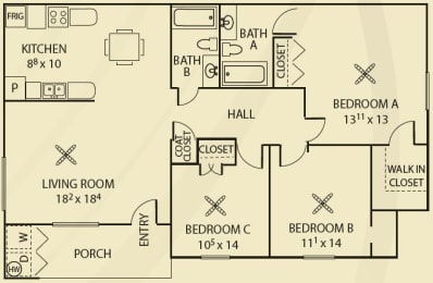  Floor Plan 3 Bedroom