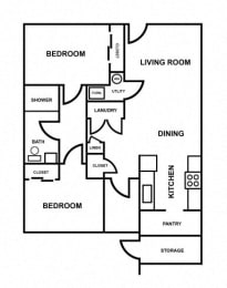  Floor Plan 2 Bedroom HDCP