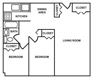  Floor Plan 2 Bedroom/1 Bath