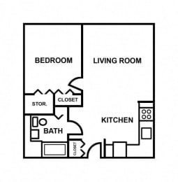  Floor Plan 1 Bedroom