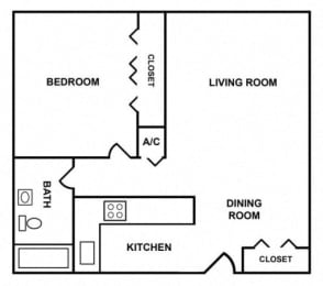  Floor Plan 1 BEDROOM APARTMENT