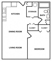  Floor Plan 1 BEDROOM APARTMENT
