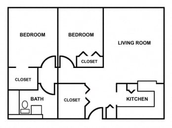  Floor Plan 2bed 1 bath
