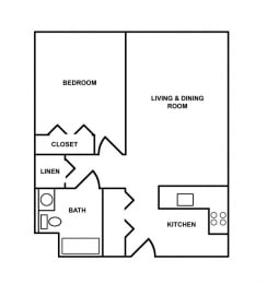  Floor Plan 1 Bedroom Apartment
