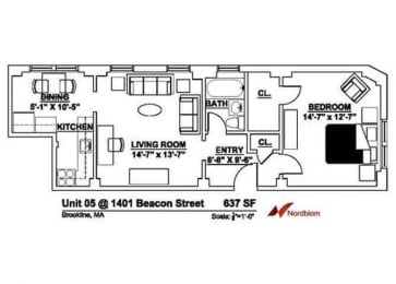Floor plan at The Regent, Brookline