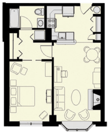 Floor plan at Marion Square, Brookline, MA