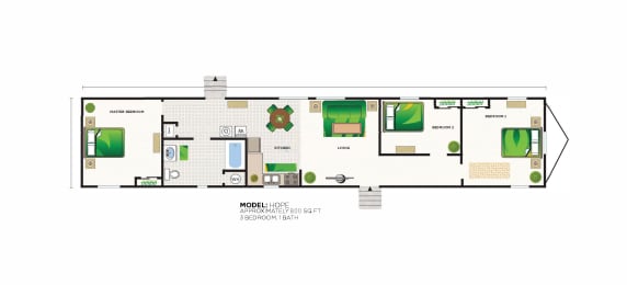 3 Bed 1 Bath Hope Floor Plan at Valley Ridge Rental Homes at 8671 SW Loop 410, San Antonio, TX 78242