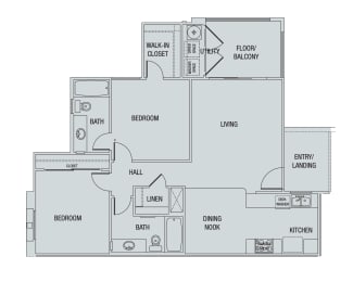 Floor Plan 2X2 Upstairs