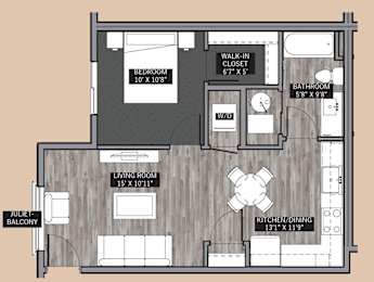  Floor Plan 1 Bedroom