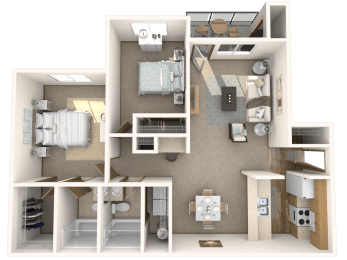  Floor Plan Willow - 2 Bedrooms, 2 Bathrooms