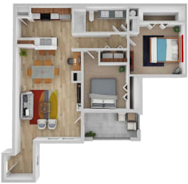 Piemonte - Two Bedroom One Bath 910 SqFt