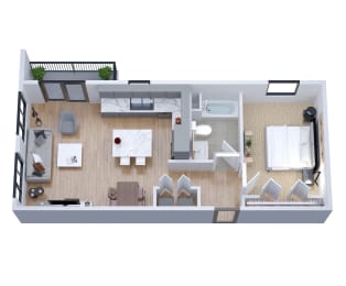  Floor Plan 1 Bedroom, 1 Bathroom