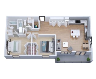  Floor Plan 2 Bedrooms, 2 Bathrooms