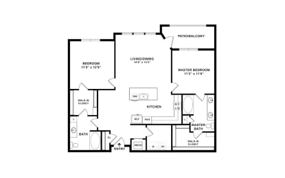 The Port 3 -apartment floorplan at Windsor Lakeyard District, an apartment community in North Dallas
