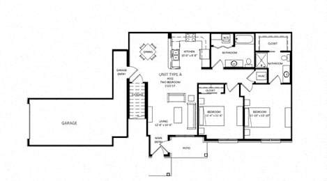  Floor Plan 2 Bedroom - 2 Bathroom (Attached Garage)