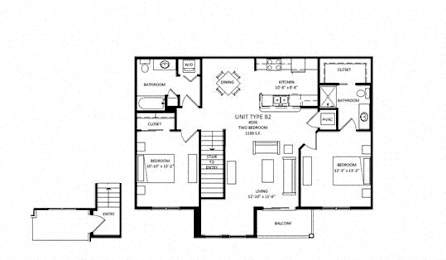  Floor Plan 2 Bedroom - 2 Bathroom (without Garage)