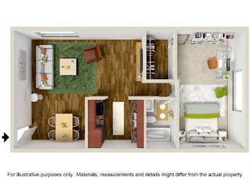  Floor Plan 1 Bedroom 1 Bath