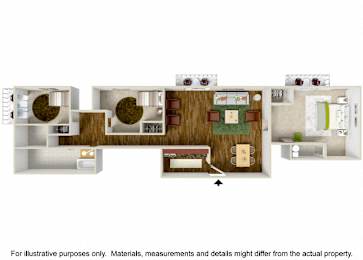 3 Bedroom Floor Plan at Woodland Trio Apartments, California, 91601
