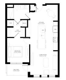  Floor Plan 1BR+A