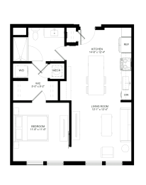  Floor Plan 1BR-A