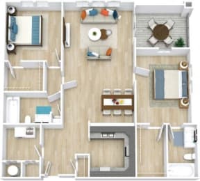 The Osprey Floor Plan with 1,178 Sq. Ft. at Saltmeadow Bay, Virginia Beach, Virginia