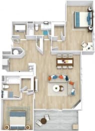 The Seahawk Floor Plan with 1,357 Sq. Ft. at Saltmeadow Bay, Virginia Beach, Virginia