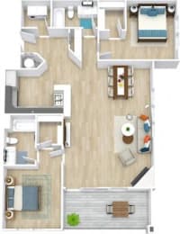 The Widgeon Floor Plan with 1,252 Sq. Ft. at Saltmeadow Bay, Virginia