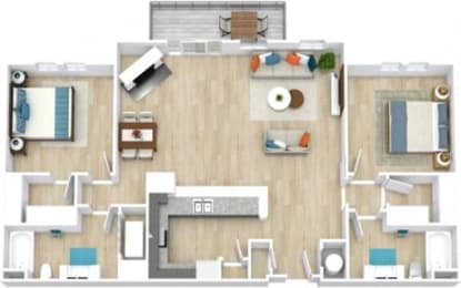 The Woodduck Floor Plan with 1,303 Sq. Ft. at Saltmeadow Bay, Virginia Beach, VA
