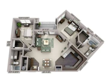 B4 Floor Plan with 1,110 Sq. Ft. at Streets of Greenbrier, Chesapeake, VA