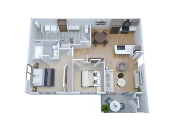 Floor Plan 2 Bedrooms, 2 Bathrooms