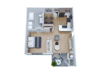  Floor Plan Studio, 1 Bathroom