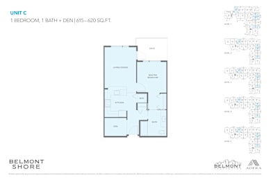  Floor Plan 1 Bed 1 Bath + Den