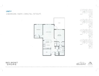 Floor Plan 2 Bed 1 Bath + Den
