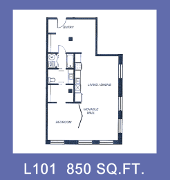  Floor Plan 1 Bedroom  Market