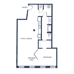  Floor Plan 1 Bedroom Income Restricted - Accessible