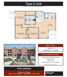 Type C Floor Plan at Rosewood Village, Hagerstown