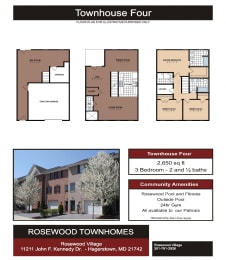 Town-Four Floor Plan at Rosewood Village, Maryland