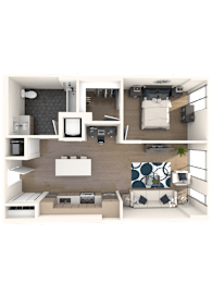  Floor Plan 1 Bedroom (A)
