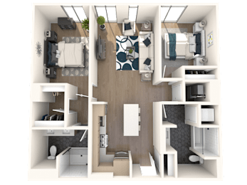  Floor Plan 2 Bedroom Regular (IZ)