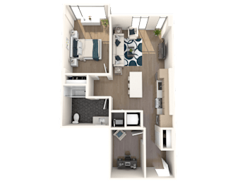  Floor Plan 1 Bedroom with Den (IZ)