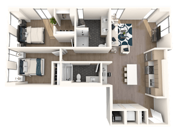  Floor Plan 2 Bedroom Large
