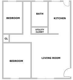 Floor Plan 2 Bed 1 Bath