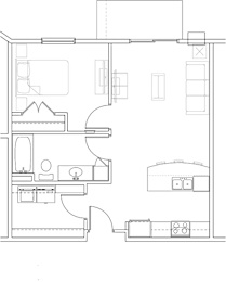  Floor Plan 1 Bedroom 1 Bath