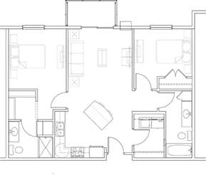  Floor Plan 2 Bedroom 2 Bath