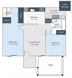  Floor Plan Two Bed Master Suite