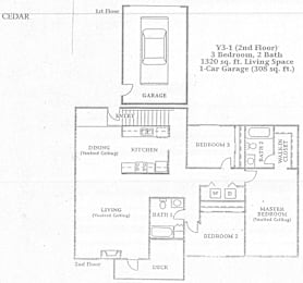 Cedar Floorplan 3BD/2BTH