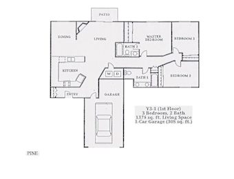 Pine Floorplan 3BD/2BTH