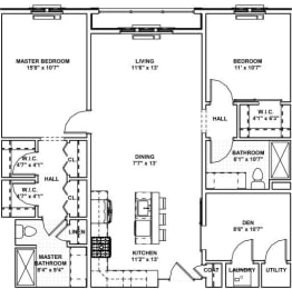  Floor Plan 19 - 2 Bed, 2 Bath, 1 Den
