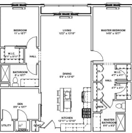  Floor Plan 20 - 2 Bed, 2 Bath, 1 Den