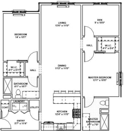  Floor Plan 21 - 2 Bed, 2 Bath, 1 Den